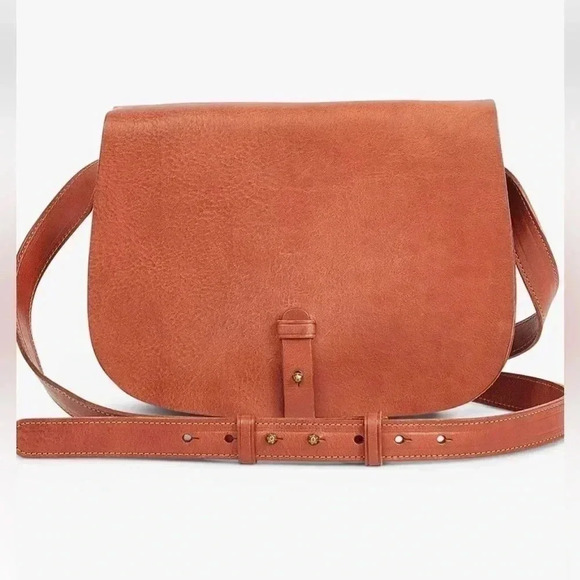 Lucky Brand The Point Leather Saddle Bag in Poppy‎ Red - Picture 1 of 16